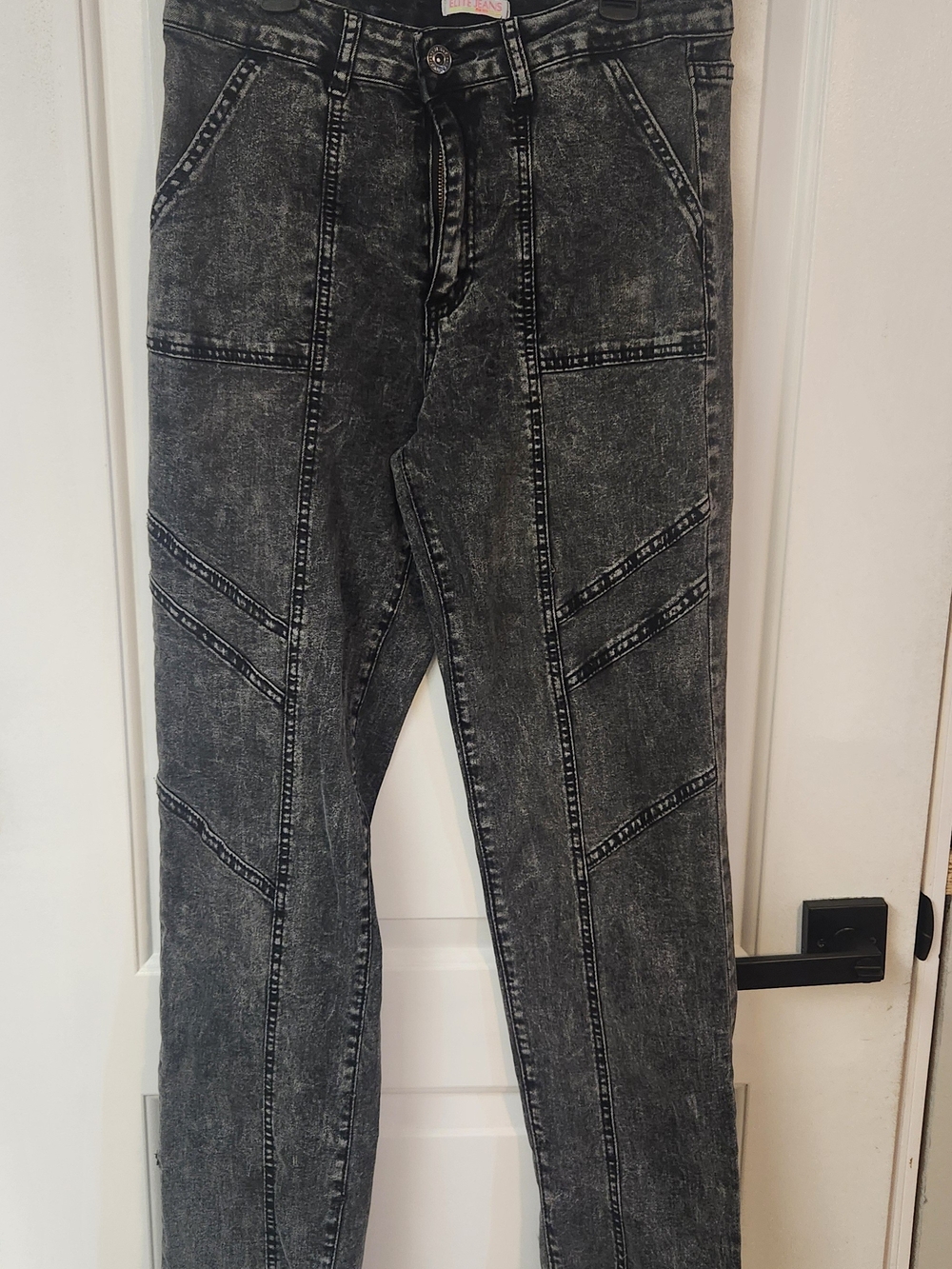 Elite Jeans Acid Wash Moto Jeans